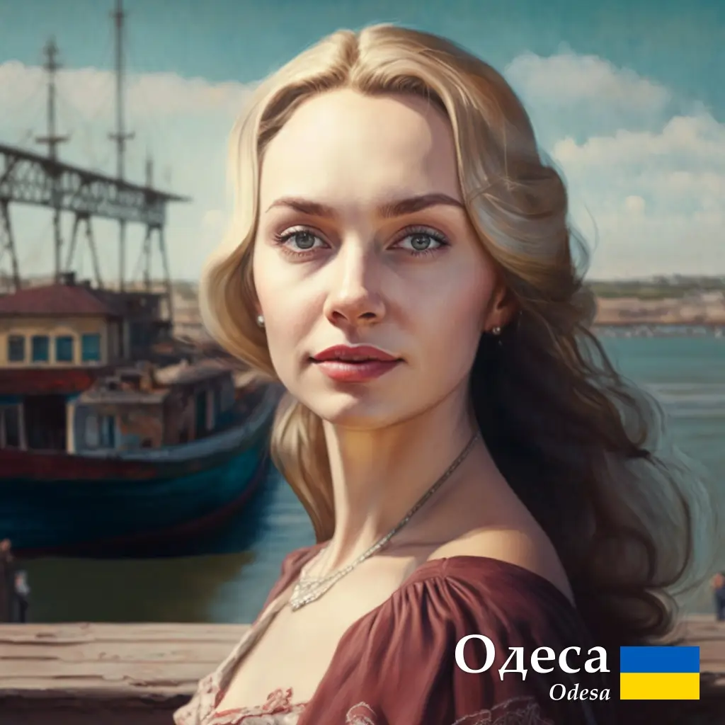 На тлі моря зображена стривожена Одеса