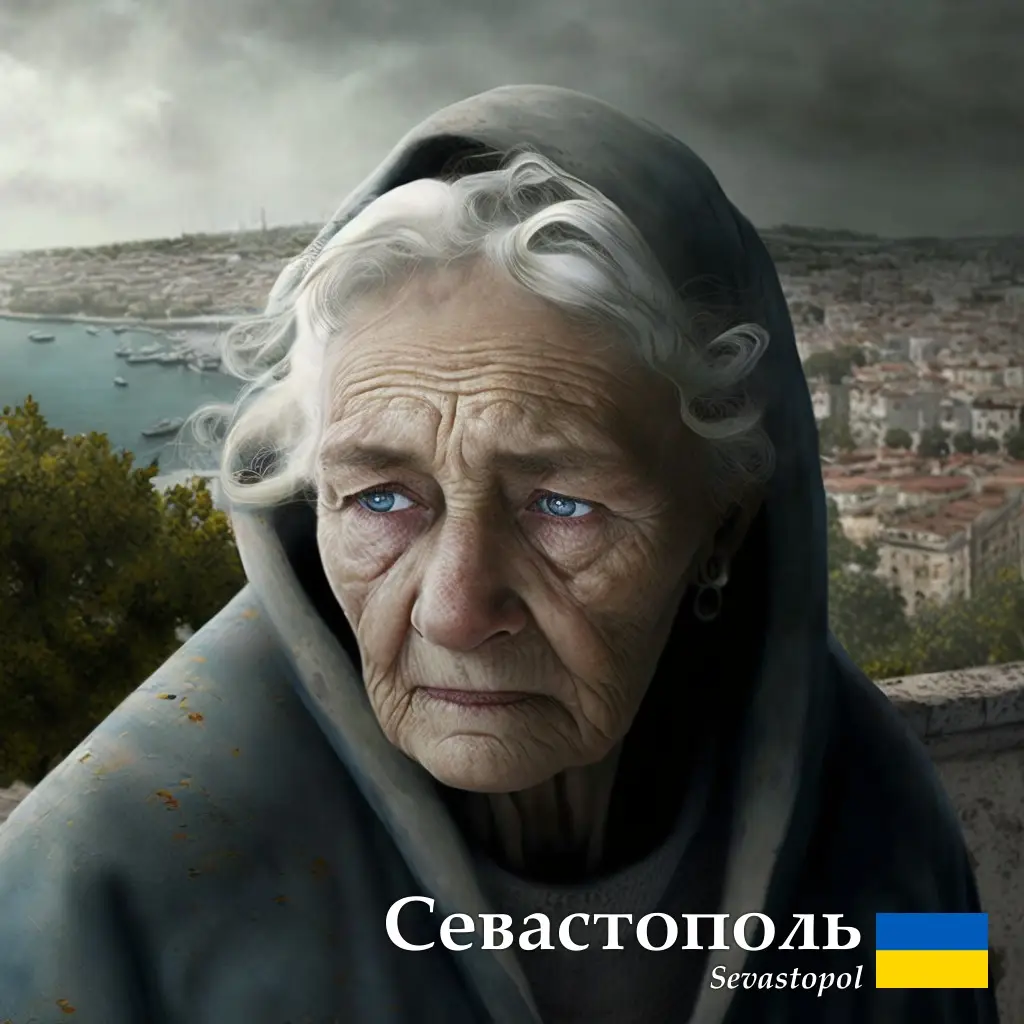Як данину давній історії міста, Севастополь постає в образі жінки похилого віку